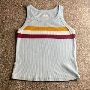 SO White and Yellow Ribbed Sleeveless Tank Top